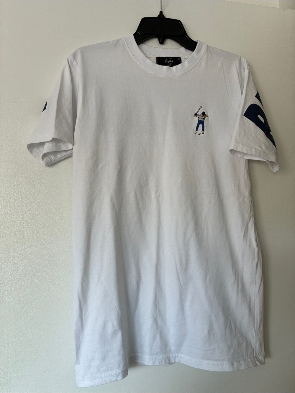 Men's White Short Sleeve Tee with Embroidered Golfer